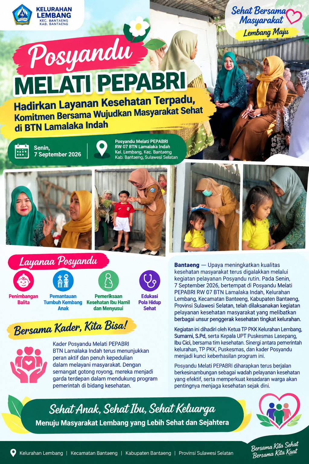 Posyandu Melati PEPABRI Hadirkan Layanan Kesehatan Terpadu, Komitmen Bersama Wujudkan Masyarakat Sehat di BTN Lamalaka Indah
